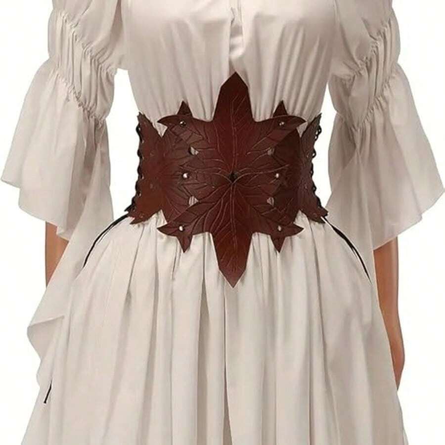 Thiết kế hoa phong cách Bohemian dành cho nữ - Thắt lưng PU thanh lịch, điểm nhấn hoa màu nâu, thắt lưng giảm béo đa năng, thích hợp cho đám cưới, tiệc tùng và mặc hàng ngày - Phụ kiện thời trang không giặt được, phụ kiện váy cưới, không thể thiếu cho trang phục ngày lễ - Xem 1