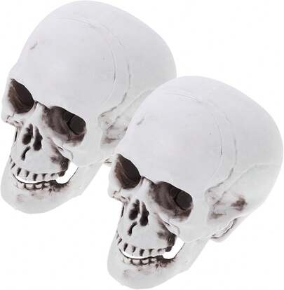 EstiloCiieeo 2 Uds RéPlica De CráNeo Humano De SimulacióN Falsa Estatua De CráNeo Humano Cabeza De Esqueleto De PláStico Para DecoracióN De HalloweenVersióN Mejorada