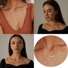 Dainty Pearl Pendant Necklaces For Women 14K Gold Plated Handmade Layered Pearl Chain Necklace Delicate Layered Freshwater Pearl Necklace Everyday Jewelry Gift