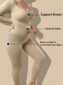 Winter Plus Size Women Seamless Slimming Jumpsuit With Compression, Long Sleeve And Pants