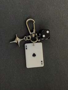 1pc Unisex New Creative Cartoon Dice Keychain Acrylic Playing Card Pendant Fashion Personalized Bag Charm Backpack Decor Keychain For Bag Car Accessories For Women 44PX - 多色 3 - 查看 1