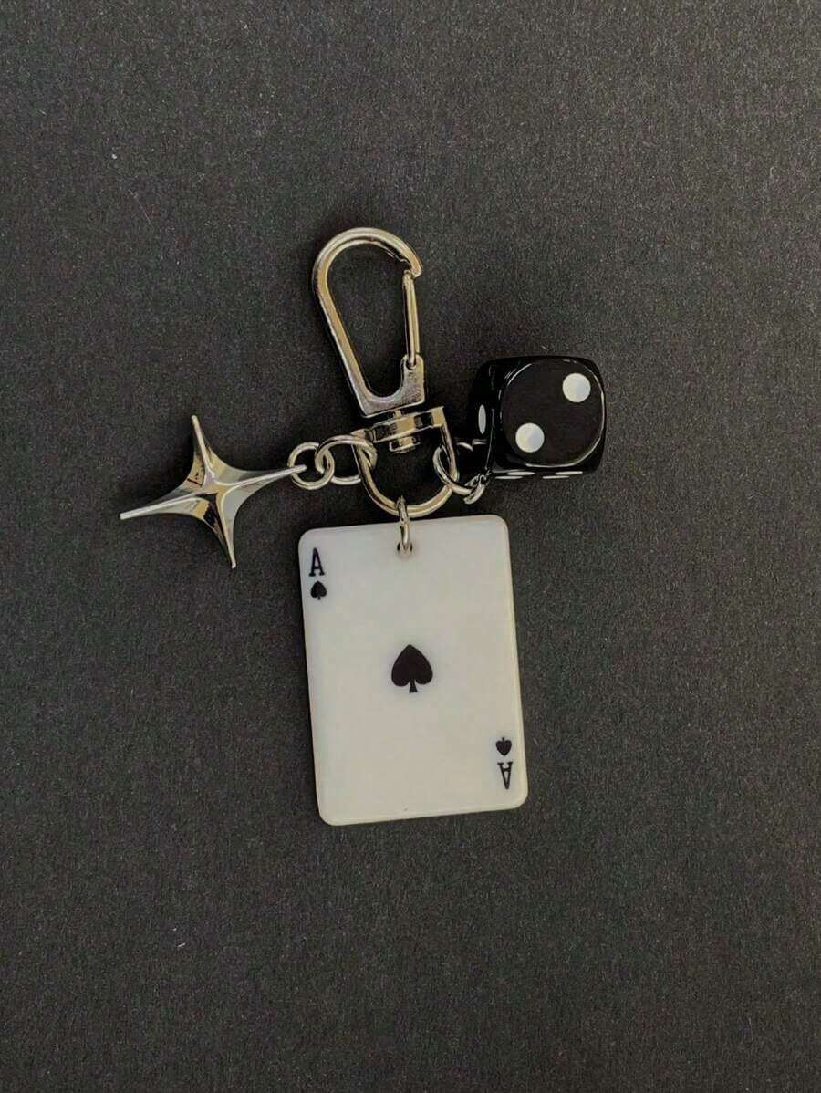 1pc Unisex New Creative Cartoon Dice Keychain Acrylic Playing Card Pendant Fashion Personalized Bag Charm Backpack Decor Keychain For Bag Car Accessories For Women 44PX - 多色 3 - 查看 1