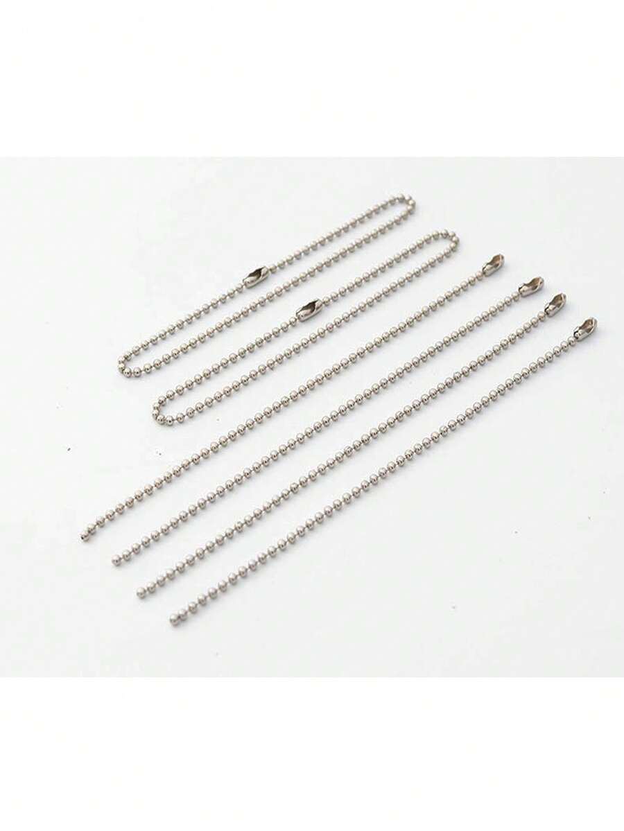 10pcs 2.4mm White K Pearl Chain, Metal Wave Pearl Chain, Tag Chain, Beaded Chain Material, Round Bead Chain, Iron Bead Chain, Packaging Chain, DIY Jewelry Accessories Chain, Wave Pearl Chain, Key Chain, Round Bead Chain, Multiple Lengths Available