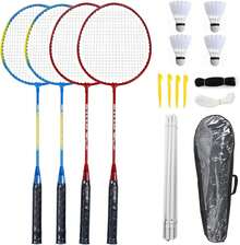 4PCS Raquetas De Bádminton - Juego De Raquetas De Bádminton, Incluye 4 Pelotas De Bádminton De Nylon, Red Portátil, Bolsa De Almacenamiento, Adecuado Para Los Entusiastas De Los Deportes Al Aire Libre - 1 - Ver 1