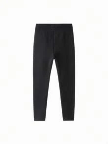 Balabala Colanți căptușiți cu fleece BalaOne pentru fete 2025, pantaloni groși și călduroși de iarnă - Negru - Vizualizare 2