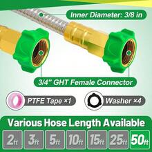 3ft Short Garden Hose With Female To Female Connector Metal Leakproof Leader Hose For Hose Reel Heavy Duty 304 Stainless Steel Flexible Hose For Outdoor Garden Watering Car Pet Cleaning - 50英尺 - 查看 4