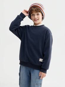 Balabala BalaOne Kids' Fleece Sweatshirt 2025 Winter, Anti-Static Polar Fleece For Boys & Girls - Dark Blue - View 1