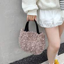 Fashionable Plush Tote Bag For Girls, Bucket Handbag - A - View 9