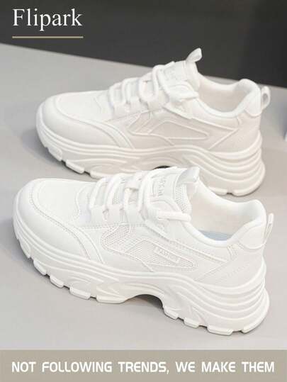 Flipark Platform Old Chunky Sneakers For Women, Thick Sole Casual Sports Small White Shoes, Spring/Autumn 2025