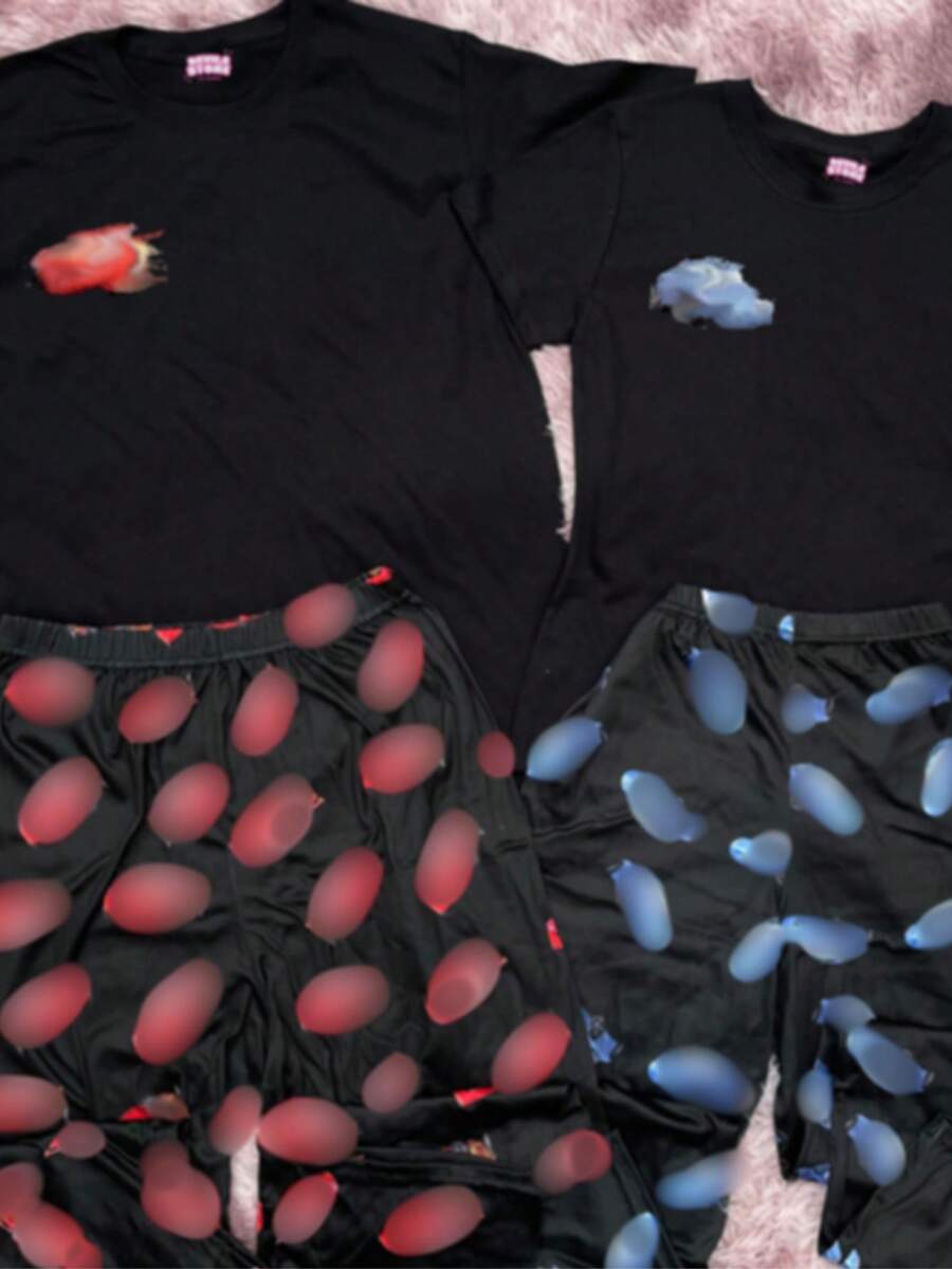 Duo de pijama parejas novios carros comoda 5piezas casual dibujos animados - Negro - Ver 1