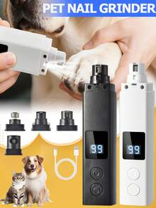 4-Speed Low Vibration Electric Pet Nail Grinder With LED Lights, Cat Dog Nail Clippers, Painless Paws Grooming & Smoothing Tool For Large Medium Small Dogs/Cats, Type-C Rechargeable, Includes Dust Cover - Multicolor - View 2