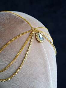 1pc Elegant Fashion Crystal Drop Pendant Forehead Headband - 金子 - 查看 5