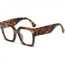 Breaksun Oversized Square Anti-Blue Light Glasses - Large Round/Rectangle Frame, Non-Prescription Computer Goggles With Brown Tinted Lenses, Tortoiseshell/Pilot Style With Clear Center Area For Digital Screens, Fashionable Large Glasses For Gaming And Reading, Suitable For Men And Women  Oversized Frame Design,, Lifetime Warranty, Protects Eyes From Long-Term Use, High-Quality Frame And Lenses, Comfortable Fit, Suitable For Office Workers - 63. MM & A1 Turtle - View 3