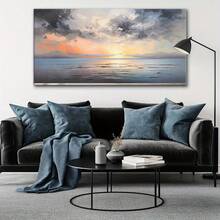 Stunning Ocean Sunset Canvas Wall Art - Modern Abstract Painting With Wooden Frame, Vibrant Orange, Blue & Gray Hues, Perfect For Living Room, Bedroom, Office & Dining Room Decor - High Quality Print On Canvas, Office Artwork | Scenic Sunset Paintin - Nhiều màu - Xem 3