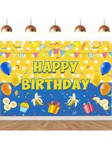 Minions 1pc Minions Medium Size Thickened Polyester Material Fun Cartoon Minions Pattern European And American Style Banner Shape HD Printing Shooting Screen Party Background Cloth Suitable For Birthdays, Festivals, Family Gatherings, Campus Decoration, Photo Check-In Decoration Background Cloth Hot Selling