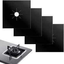 4pcs Reusable Gas Stove Burner Covers - 0.1mm Thick Double Layer Non-Stick Easy Clean Liners For Kitchen/Cooking, Gas Stove Grate Size 10.6 Inch X 10.6 Inch,