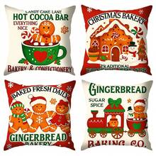 4pcs Christmas Pillow Covers, 18x18 Inches, Zippered, Vintage Style Christmas Design, Farmhouse Holiday Decor, Suitable For Porch, Patio, Sofa, Couch, Living Room - (Inserts Not Included), Christmas Decoration