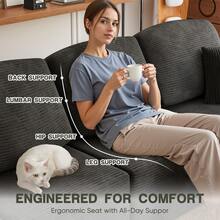 Devoko 126'' Modular Sectional Sofa, Convertible U Shaped Cloud Couch, Corduroy Boneless Sectional Couches For Living Room, No Assembly Required - 黑色 - 查看 4