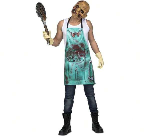 M.O.M Disfraz o Delantal de Cirujano Loco para hombre, ✅ Entrega 24/48h a España, Incluye Delantal, Disfraz de Disfraz Delantal, Terror, Terroríficos, perfecto para Halloween, de material 100% Poliéster