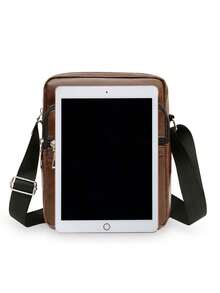 1 szt. Jednokolorowy plecak casualowy ze skóry PU z wieloma kieszeniami, zapinany na zamek błyskawiczny, odpowiedni dla mężczyzn do noszenia codziennych niezbędnych rzeczy, na ramię/przez ramię/do ręki, odpowiedni na wiosnę, lato, jesień, do biura, dojazdy do pracy, biznes