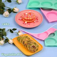 4 pouces Moule en silicone rond pour la cuisson, 1 pièce Grand moule à muffins en silicone antiadhésif, Moule de cuisson à 6 cavités pour sandwichs petit-déjeuner, hamburgers, œufs, whoopie pie