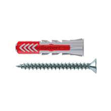 Große Box mit 200 fischer DuoPower S 8x40 Universaldübeln mit Schrauben | Intelligente Erweiterung in Beton-, Ziegel- und Gipskartonwänden | Für Fernseher, Möbel, Waschbecken und Regale - Rot - Übersicht 1