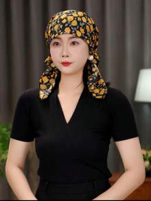 Casual Lightweight Floral Scarf Hat For Women, Versatile Paisley Patterned Bohemian Polyester Printed Headscarf, Suitable For All Seasons