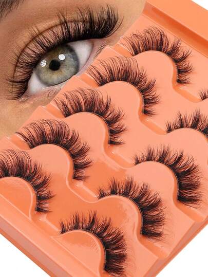 5 أزواج من رموش مستعارة بشكل عين القطة وعين الثعلب وفرو ناعمة، ذات مظهر طبيعي ولينة ومنحنية، تطويل وتأثير درامي، مناسبة للمكياج اليومي والأداء في الحفلات