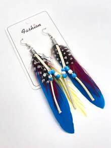 1 Paar Boho-Stil Feder Ohrringe mit Anhängern für Frauen