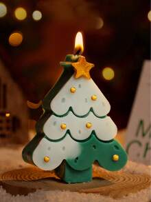 1 pieza Vela con aroma a árbol de Navidad, vela de cera de soja hecha a mano, para decoración navideña, regalo de Navidad, decoración festiva del hogar, regalo para la mejor amiga, regalo para mujer, regalo de invierno, decoraciones navideñas, decoración de habitación - Multicolor - Ver 2
