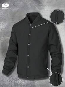 Jachetă casual pentru sporturi în aer liber pentru bărbați, jachetă de afaceri cu nasturi, rezistentă la vânt, îngroșată, la modă, potrivită pentru ieșiri, drumeții, pescuit, întâlniri, echipament esențial pentru exterior, cadou excelent pentru iubit, soț, tată