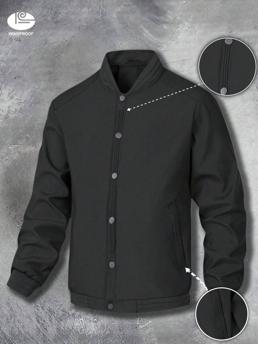 Jachetă casual pentru sporturi în aer liber pentru bărbați, jachetă de afaceri cu nasturi, rezistentă la vânt, îngroșată, la modă, potrivită pentru ieșiri, drumeții, pescuit, întâlniri, echipament esențial pentru exterior, cadou excelent pentru iubit, soț, tată