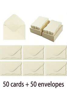 20-Piece Set, Includes Creative Kraft Paper Vintage Envelopes And Greeting Cards, Featuring A Blank Wavy Lace Design, Perfect For Handwritten Birthday Wishes, Thank-You Cards, And Letters. Suitable For Weddings, Engagements, New Year's Greetings, Party Invitations, Valentine's Day Handwritten Cards, And Business Correspondence. - Multicolor - View 18