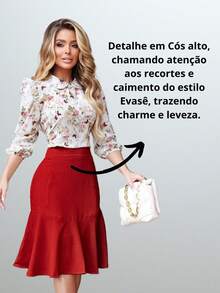 Women's Midi Skirt Tailored Ruffle Linen Fashion Godet High Waist Elegant - 珊瑚粉 - 查看 4