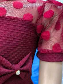 Girls' Gode Dress With Princess Sleeves Tulle Social Evangelical Fashion - 酒紅色 - 查看 3