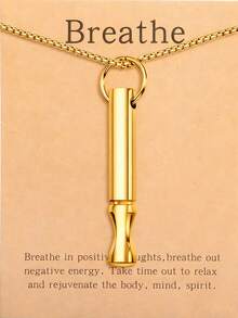 suteyi Mindfulness Breathing Necklace, Stress Relief Pendant, Stainless Steel Men's Anxiety Breathing Necklace - Silver - View 7