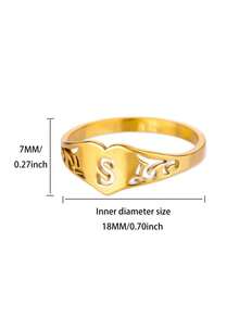 1 PC Vintage Hollow Heart Initial Letter Rings For Women Gold Color Stainless Steel A-Z Letter Ring Elegant Wedding Jewelry Gift - Gold - View 25