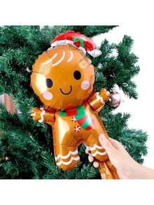 10 baloane folie mini Omuleț de turtă dulce de 40 cm, decorațiuni de petrecere Moș Crăciun, recuzită decorativă de Crăciun