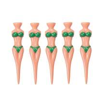 5-Piece Bikini-Shaped Golf Tee Sets Are Virtually Unbreakable, Made Of Plastic Material, And Make Excellent Golf Gifts For Both Men And Women. They Are Also A Creative Choice For Bachelor Parties, Designed Specifically For Golf Enthusiasts.