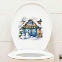 Pegatinas de inodoro navideñas, pegatinas de muñeco de nieve lindas y divertidas, pegatinas de inodoro de muñeco de nieve para decoración navideña del hogar