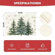 1pc/Set, Pine Tree & Snowflake Christmas Linen Table Runner, Table Runner & Placemat Set, 13*72 Inches/12*18 Inches Seasonal Kitchen Dining Table Decor, Christmas Party Decoration, Home Decor - Green - View 3