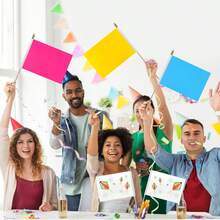 WEITBF 12Pcs 8*12 Inch Solid White Red Orange Yellow Green Blue Purple Black Pink Flags Set Small Blank Sublimation DIY Flags On Stick Mini Triangle Handheld Solid Color Graffiti Flag - đen - Xem 5