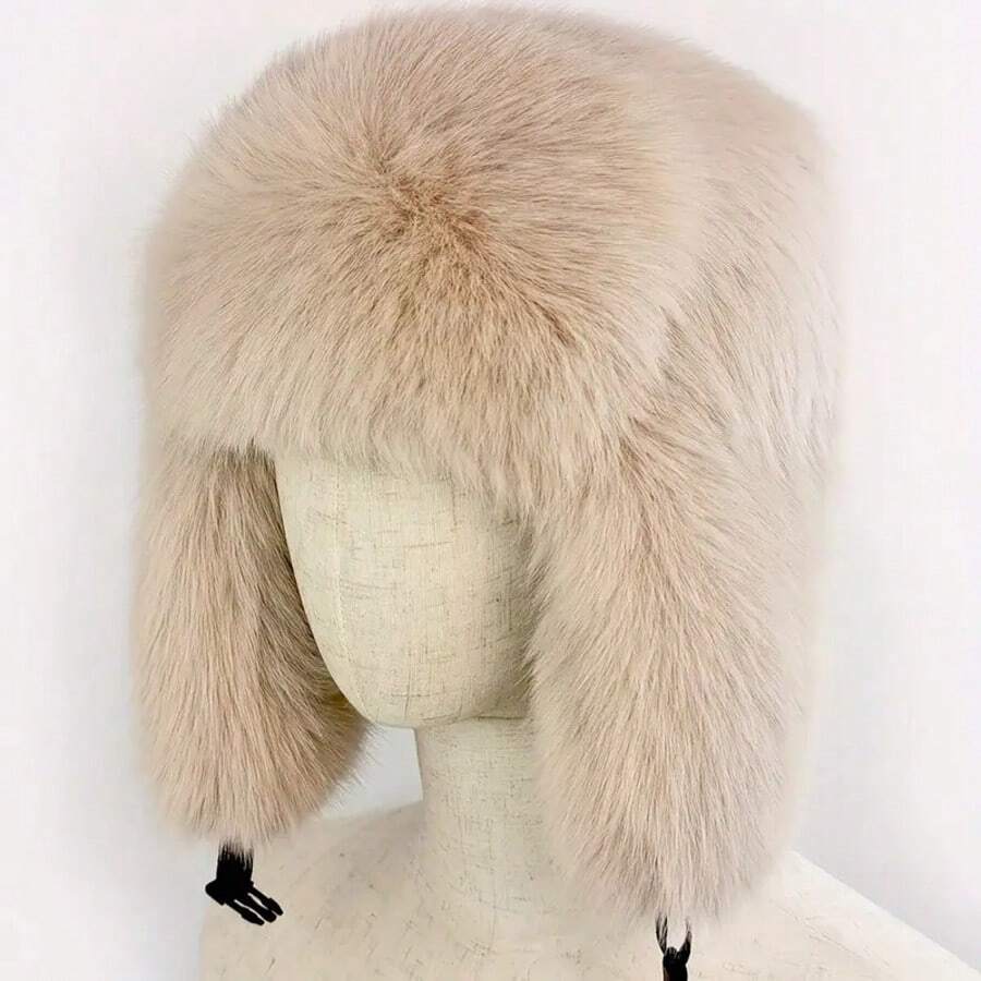 1顶休闲仿毛皮护耳飞行员帽，带扣，保暖防风，男士秋冬度假装扮 - 多色2 - 查看 1