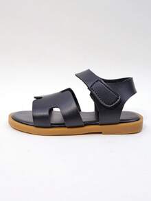 1 Pair Children's Fashion Casual Cute Non-Slip Durable Outdoor Metal Buckle Sandals, Kids Beach Slippers - Black - View 9