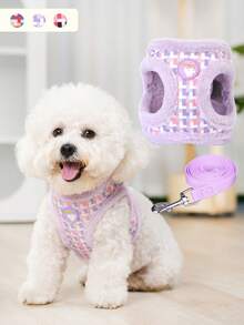 Arnés de perro suave y mullido con correas ajustables y hebillas de metal - Chaleco cómodo para perros pequeños y medianos, lavar a mano, arnés para perros, equipo de para mascotas, accesorio para mascotas con estilo, hebillas de metal seguras - Multicolor - Ver 22