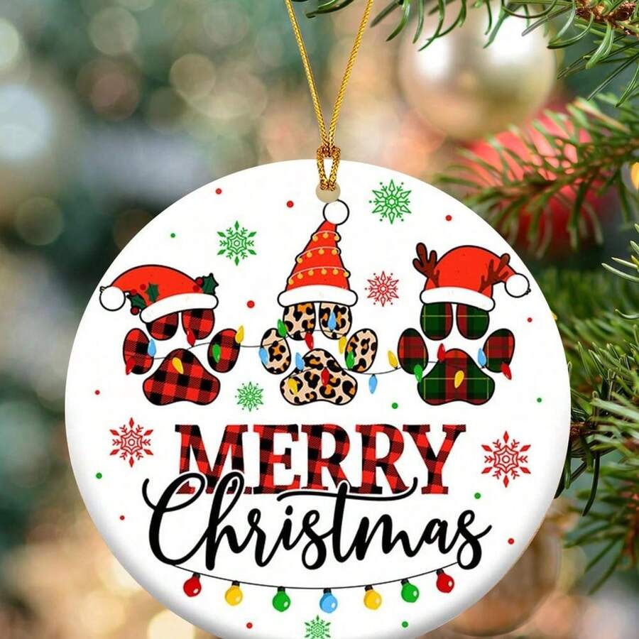 1pc Cute Cat Paw Print Acrylic Ornament, "Meowy To Best Cat Mom", Tree Hanging Decor, Window, Fireplace, Garden Decoration, Gift,Home Decor ,Room Decor,Wall Decor Christmas Decorations Christmas - Multicolor - View 1