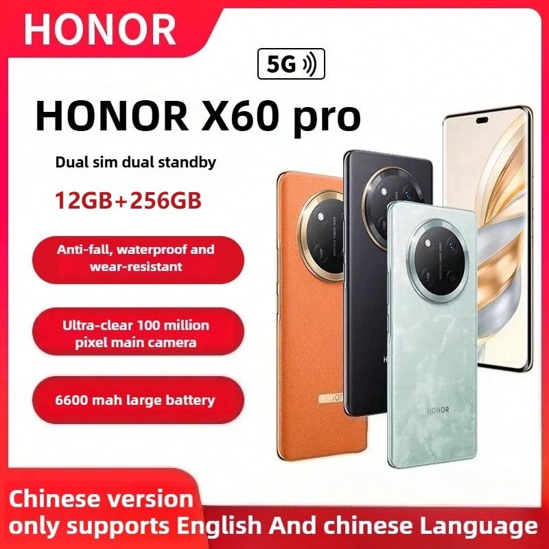 HONOR X60 Pro 5G Smartphone, 12+256GB Memoria Grande, Procesador Snapdragon 6 Gen1, Batería Grande de 6600mAh, Carga Rápida Super de 66W, Cámara Principal de 100MP, Dual SIM, Versión China Compatible con Inglés y Chino - Tian Haiqing - Ver 1