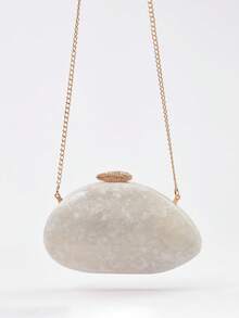 Bolso de mano de acrílico con forma de concha para la noche, bolso de noche con brillo blanco nieve, bolso de novia para mujeres para boda, citas, fiesta, baile de graduación, perfecto como regalo para vacaciones