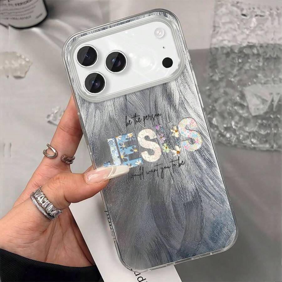 Funda protectora para teléfono con texto motivacional de Jesús, TPU con orificios grandes, hilo, resistente a caídas, compatible con phone 17 Pro/17/17 Plus y 17/16/15/14 Plus/13/12/11. Funda para uso diario, diseño de hilo, flexible y duradera. Funda a prueba de golpes. Accesorio con mensaje religioso. - Colores mixtos 1 - Ver 1