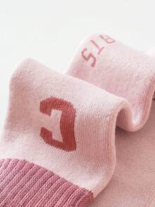 5 Pairs Kids' Thick Thermal Lined Mid-Calf Socks, Warm For Cold Weather, Suitable For Indoor, Outdoor, Sports Wear In Autumn/Winter